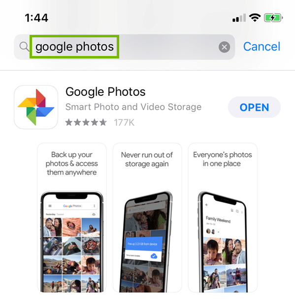Google photos in the search