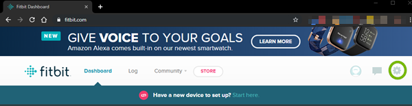 Settings for the fitbit website