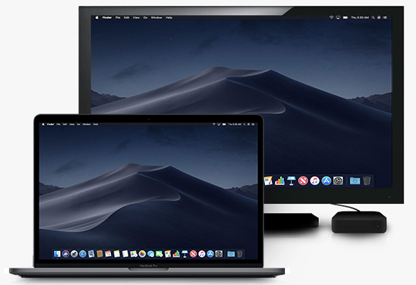 Screen mirroring from Mac to Apple TV.