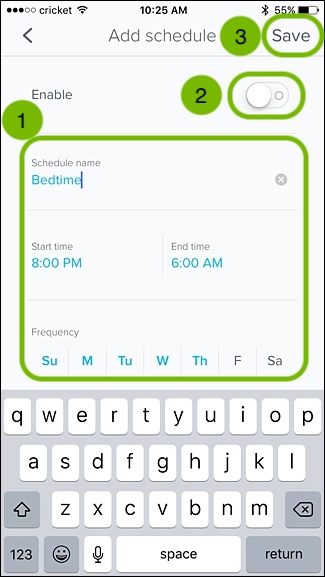 eero app configure schedules