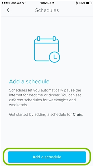eero app add a schedule
