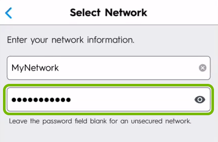 WiFi password entry field highlighted in C by GE app.
