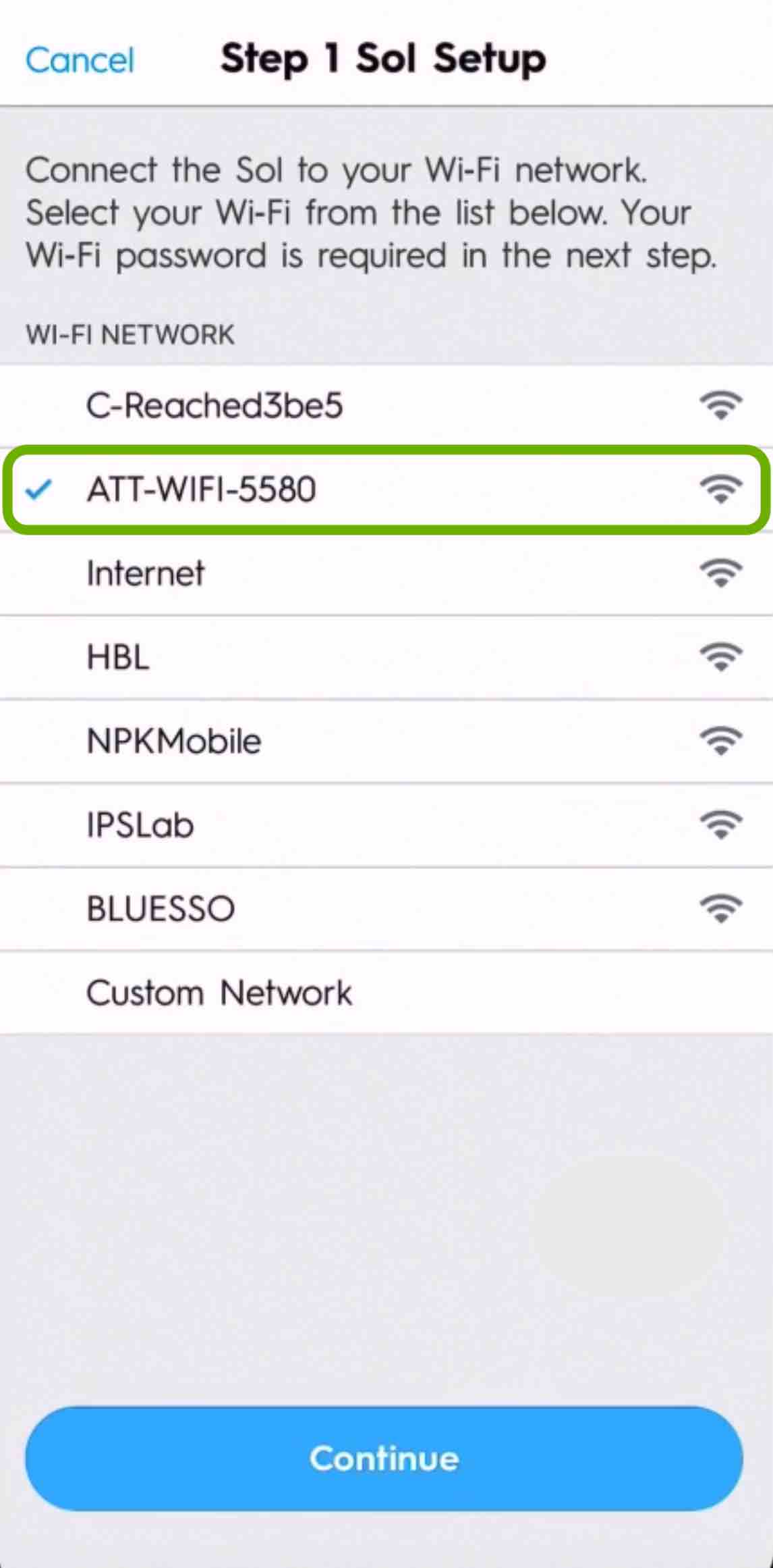 select your wifi network from teh list
