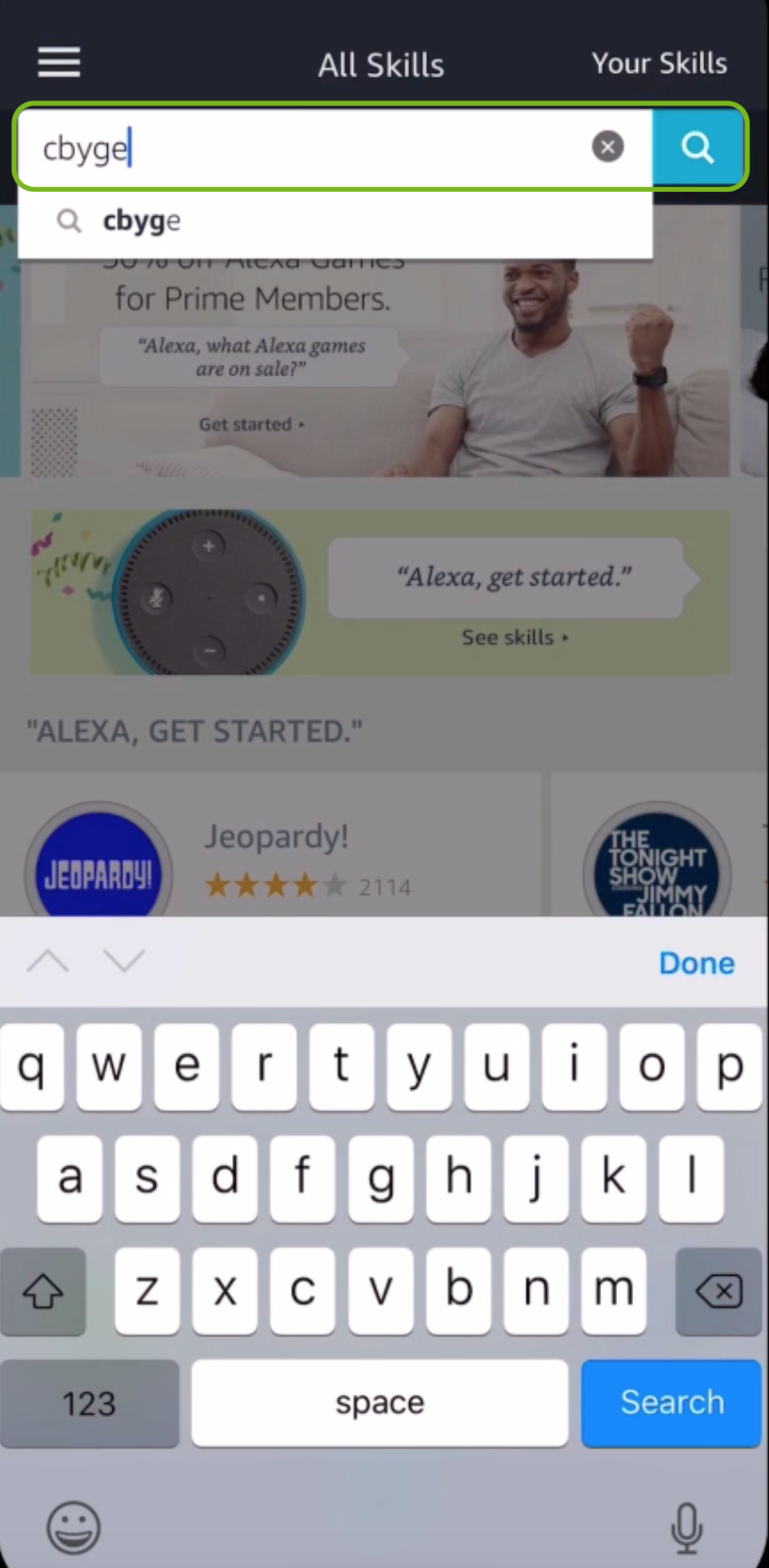 alexa search for cbyge
