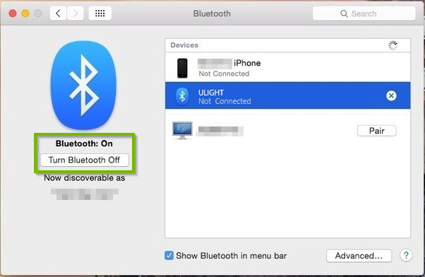 Turn on Bluetooth
