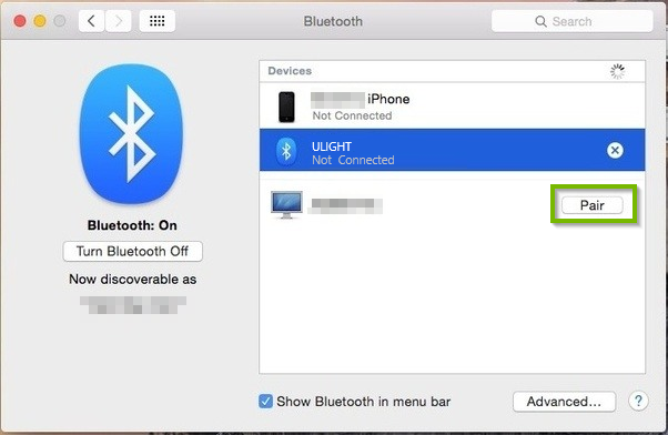 Pair Bluetooth button