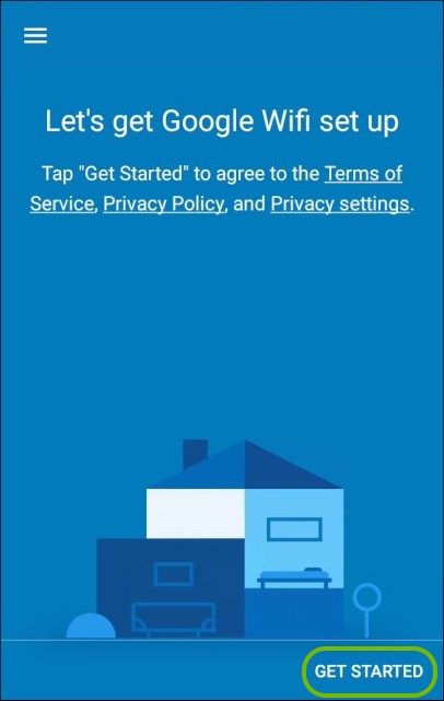 google wifi app get started selected