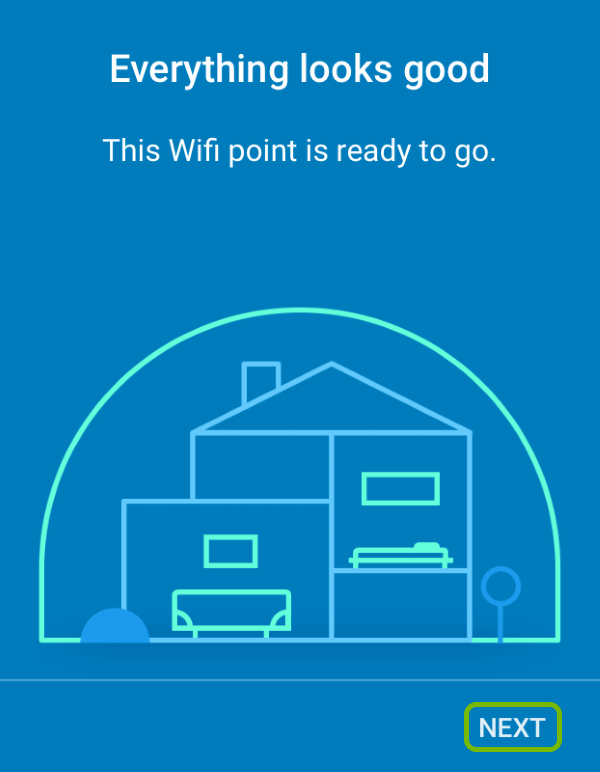 Additional Google Wifi point ready for use screen with Next option highlighted.