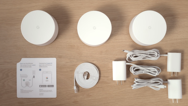 Google WiFi package unboxed.