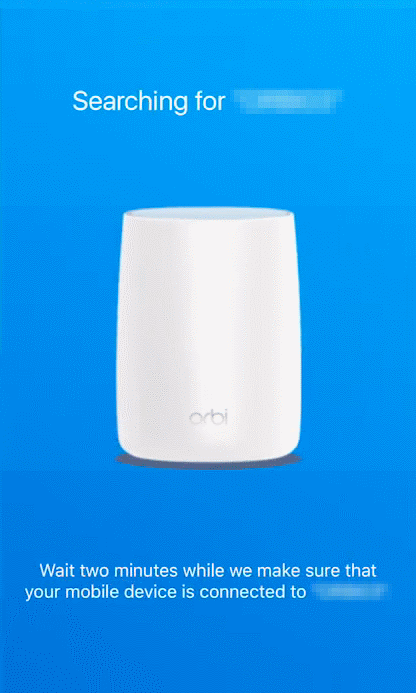 Orbi app searching for WiFi network.