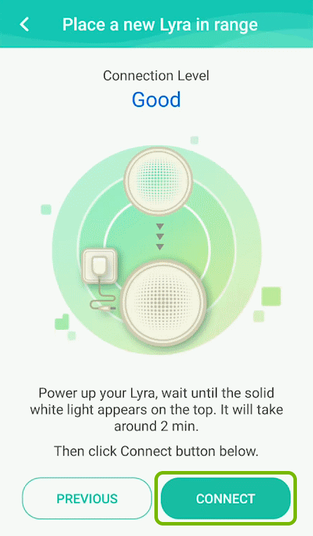 Connect option highlighted for additional hub in ASUS Lyra app.