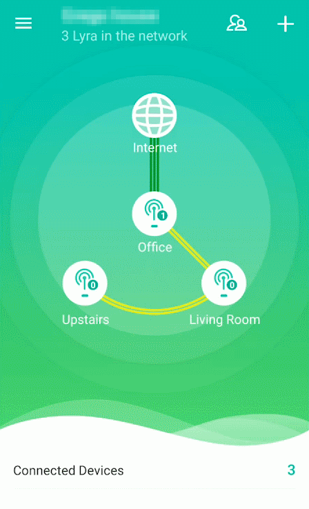Lyra network showing in ASUS Lyra app.
