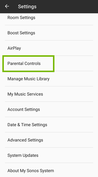Selecting parental controls