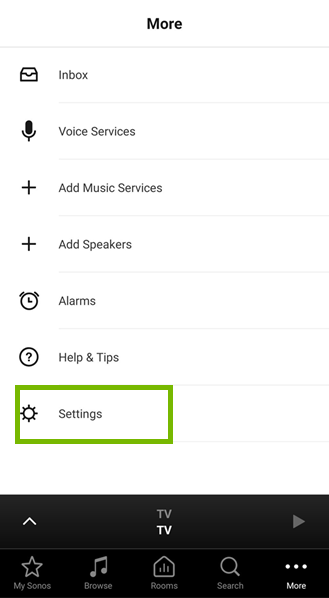 Selecting settings