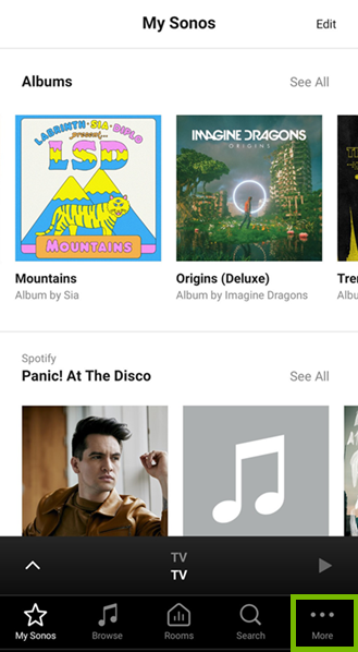 Selecting the more tab
