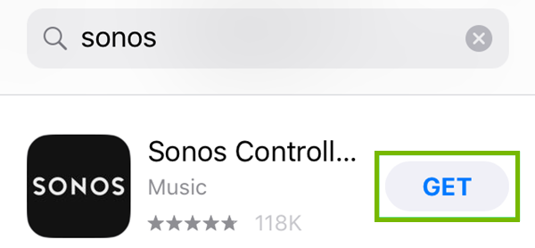 Selecting the sonos app