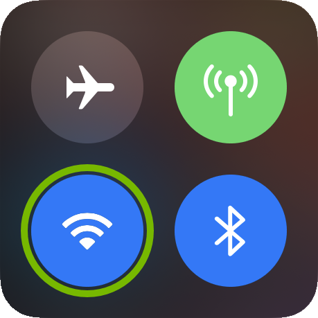 WiFi icon highlighted in iOS control center.