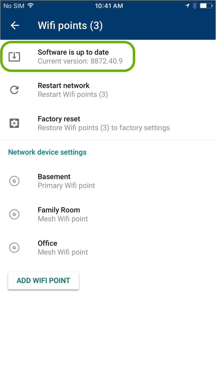 google wifi app version shown
