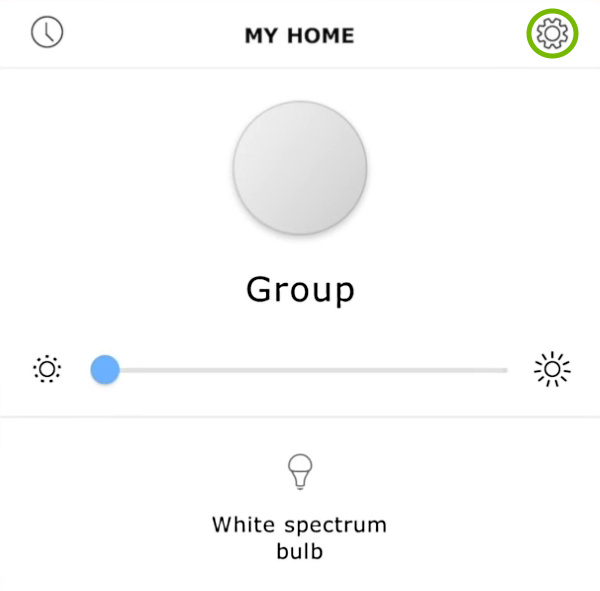 Settings icon highlighted in IKEA Home Smart app.
