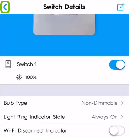 Back arrow highlighted in C by GE app.