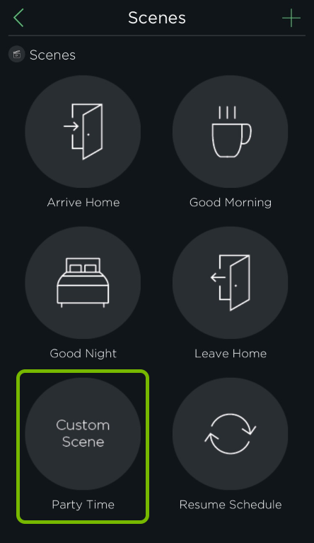 New custom scene highlighted in HomeKit options of ecobee app.