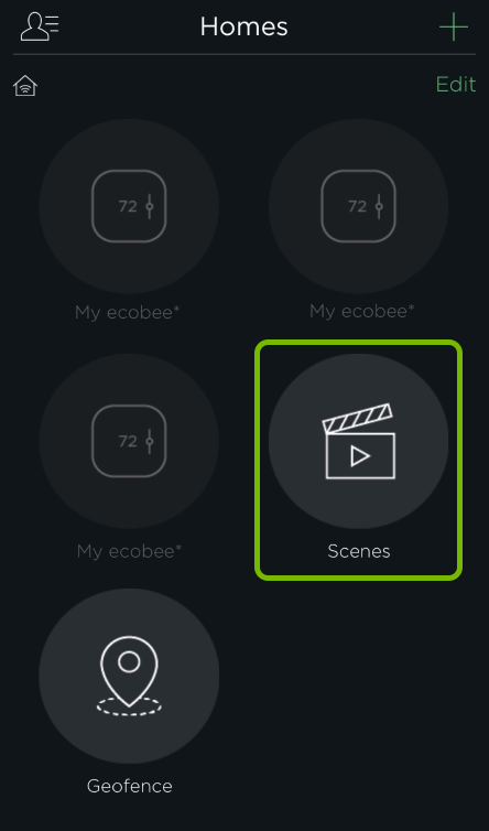 Scenes button highlighted in HomeKit settings of ecobee app.