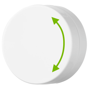 Double pointed arrow showing direction to turn IKEA Tradfri wireless dimmer.