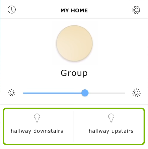 Lights highlighted in Ikea Tradfri app.