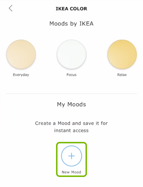 New Mood option highlighted in Ikea Tradfri app.