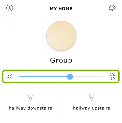 Group light controls highlighted in Ikea Tradfri app.