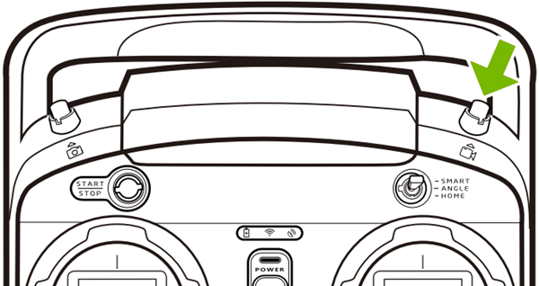 Remote control with the video button pointed out