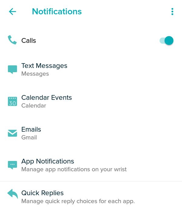 Fitbit notification settings