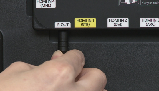 IR Out port on rear of TV.