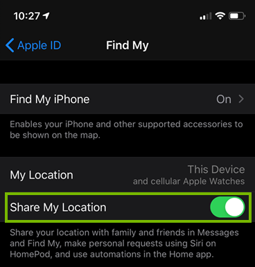 Toggling share my location