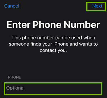 Entering a phone number