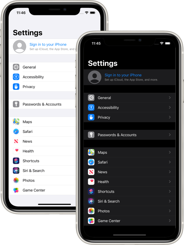 Example of Dark Mode