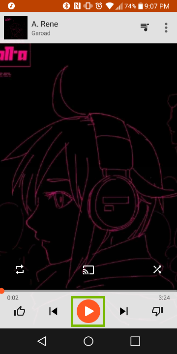 screenshot of android music player