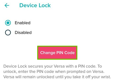 Changing the pin code