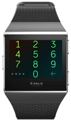 A fitbit showing the lock screen