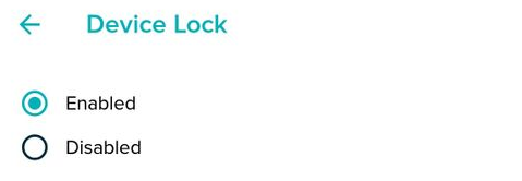 Enabling the device lock
