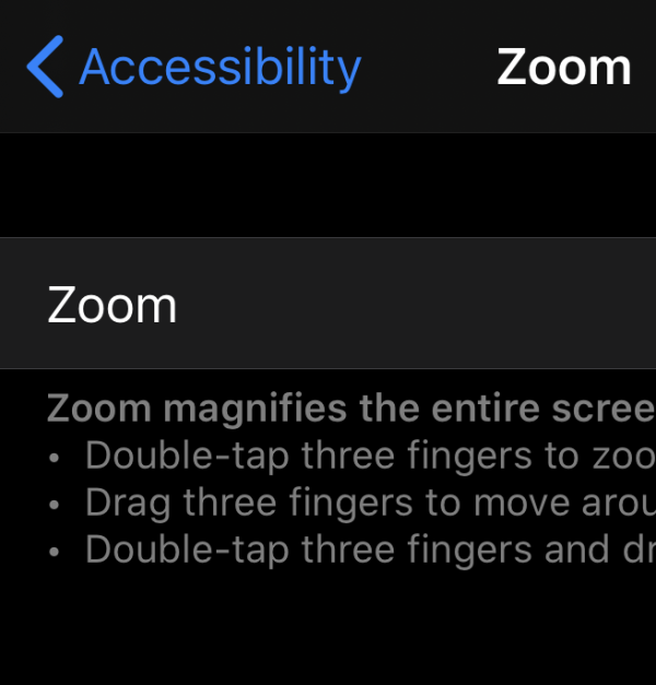 Showing zoomed in area on iOS.