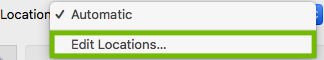 Location menu with Edit Locations highlighted.