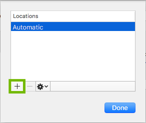 Locations dialog with plus sign highlighted.