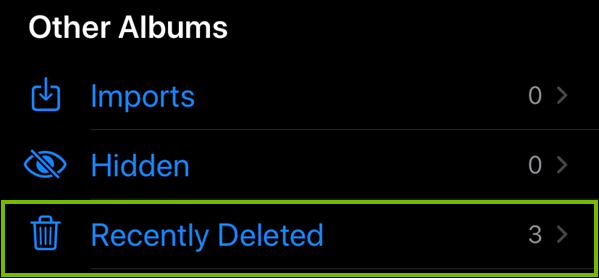 Recently deleted album selection