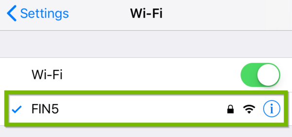 Wi-Fi settings with network highlighted.