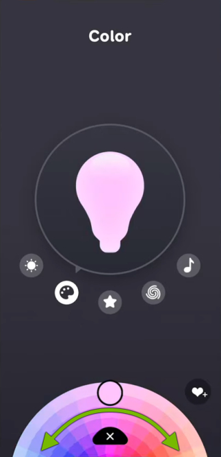 Arrow showing scroll movement on the color picker in EufyHome app.