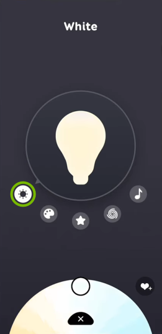 Sun icon highlighted for selected bulb in EufyHome app.