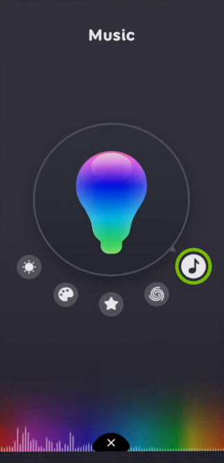 Musical Note icon highlighted for selected bulb in EufyHome app.