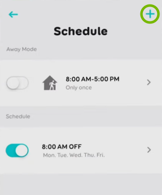 Add option highlighted in schedule settings for selected bulb in EufyHome app.