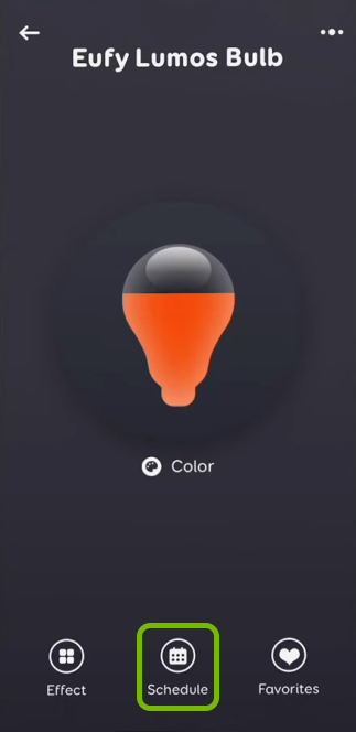 Schedule option highlighted for selected bulb in EufyHome app.